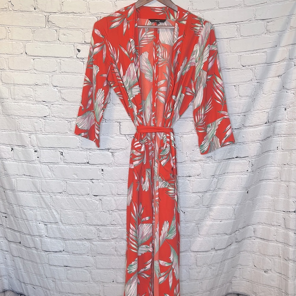 Vero Moda Orange Green Tropical Print Robe Size Medium Excellent Condition
